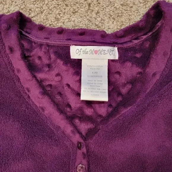Of the Moment Purple Fleece Polka Dot Pajama Set NWT - Picture 3 of 7